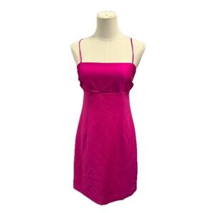 milly pink mini dress 4 spaghetti straps sleeveless bow fuchsia cocktail party
